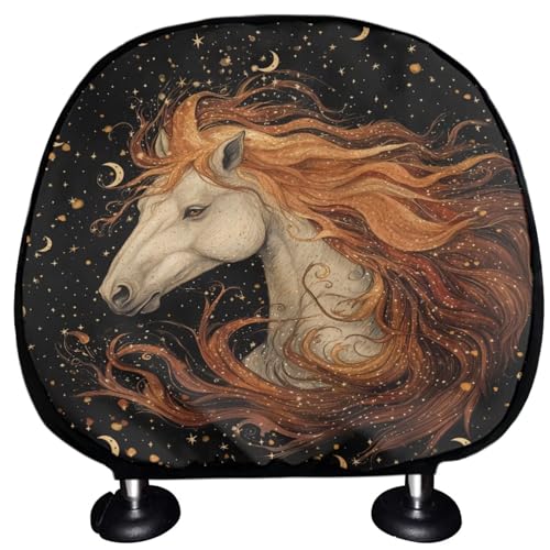Horse Print Car Seat Head Rest Cover Set of 2 Pcs Car Interior Decor Soft Stretchy Auto Seat HeadRest Cover Protector,Breathable Non-Slip Cars Headrest Covers Niversal Fit to All Auto/Truck - color: Horse Print