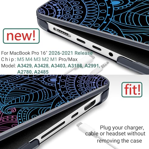 DONGKE Compatible with MacBook Pro 16 Inch Case (2026-2021 Release, M5 M4 M3 M2 M1 Pro/Max Chip), Plastic Hard Shell Cover with Keyboard Cover & Screen Protector for MacBook Pro 16", Colorful Mandala - color: Colorful Mandala