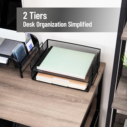 Mind Reader Stackable Paper Tray, Desktop Organizer, File Storage, Office, Metal Mesh, 2 Pcs., Black - color: Black, size: 13.3" x 9.8" x 5.5"