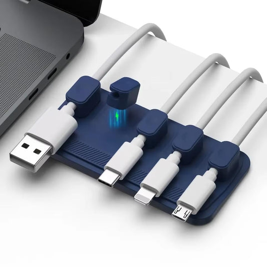 Magnetic Cable Organizer (Minimalist) | Premium Silicone Desktop Cord Management Set | Versatile Magnetic Clips for Home, Office & Workspace | Strong Adhesion, Tidy Desk Solution (Blue) - color: Blue