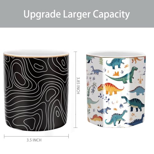 Large Capacity Pen Holder, Pencil Cup for Desk, Cute Makeup Brush Holder, Durable Ceramic Organizer Decor for College, Office, Classroom, Abstract Geometric Pattern - color: Abstract Pattern