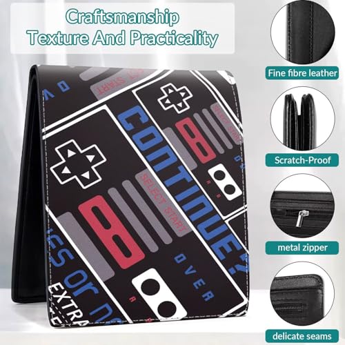 EXXBYELI Boys Wallet Gamepad Leather Wallets Credit Id Card Cash Holder Black Rfid Blocking Zipper Cute Cool Funny Aesthetic Wallets With Coin Pocket Id Window Teen Wallets for Boys Teenager Wallet - color: game-black