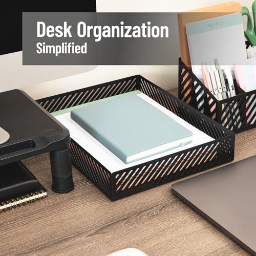 Mind Reader Metal Letter Size Paper Tray, Desktop Document Organizer with Non-Slip Pads, Office Desk Accessory Tray, Metal, Black - color: Black Paper Tray
