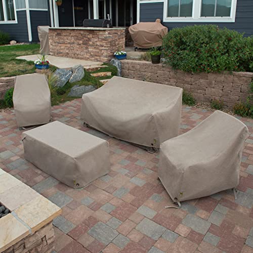Modern Leisure Garrison Stackable/High Back Bar Chair Cover - Weather-Resistant Fabric - Outdoor Furniture Protection Perfect for Patio, Deck, and Porch - 27" L x 27" W x 49" H - Sandstone - color: Sandstone