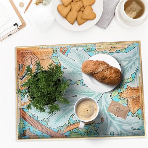 Spsyrine Serving Tray with Handles, Plastic Decorative Tray for Coffee Table, Living Room, Home Decor, Sunflower - color: Multi E