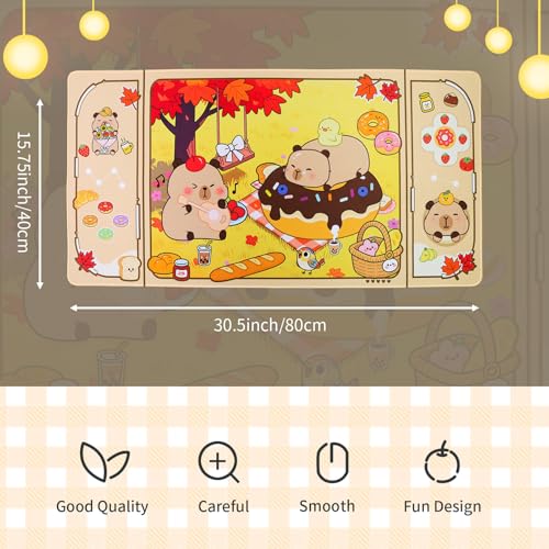 PERFECTSIGHT Cute Capybara Desk Pad Kawaii Desk Mat, Large Gaming Mouse Pad, Funny Deskmat Mousepad, Laptop Keyboard Pad Office Home Decor for Women Girls, Brown - color: Brown