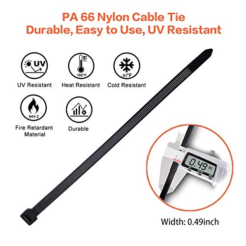 Zip Ties Heavy Duty 250 lb 32 Inch, Extra Long Cable Ties Wide Plastic Wire Tie Wraps Strong Ties Industrial Zipties Outdoor Use Black 30 Pieces