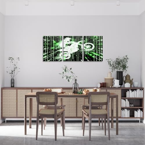 Feelyou Kids Dirt Bike Picture Wall Decor Racing Motocross Rider Wall Painting Posters Boys Girls Motorcycle Canvas Wall Art for Living Room Bedroom Motorbike Teens Bathroom Wall Art 12"x16"x 3Pcs - color: Multi A02