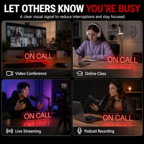 On Call Neon Sign with Acrylic Stand Base, On a Call Sign for Office, Tabletop Quiet LED Sign, Video Call In Progress Don't Disturb Quiet Zoon Desk Light Up Sign, For Game Room, Live House, Streaming, Studio - color: On Call
