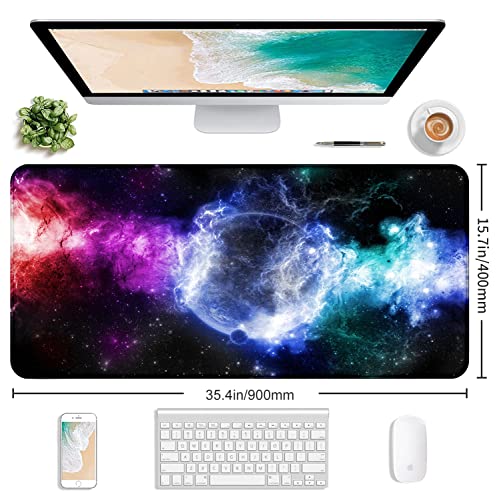 Large Extended Nebula Starry Sky Mouse Pad, Laptop and Home Office Desk Pad | Large Extended Mouse Pad; Full Desk Coverage; Waterproof Coating; Stable Anti-Slide Base For Gaming, Office, Study Daily Use - color: Nebula Starry Sky