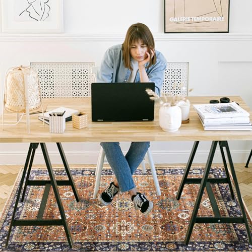 Office Chair Mat for Hardwood Floor, 48"x36" Easy Glide Computer Desk Mat Protector for Rolling Chair Under Desk Rug Nonslip Backing, Machine Wash, (Modern) - color: Orange Red, size: 36"x48"