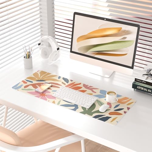 Colorful Star Abstract Floral Large Mouse Pad, Waterproof Office Desk Mat, 31.5" x 11.8" - color: Abstract Floral, size: 31.5" x 11.8"