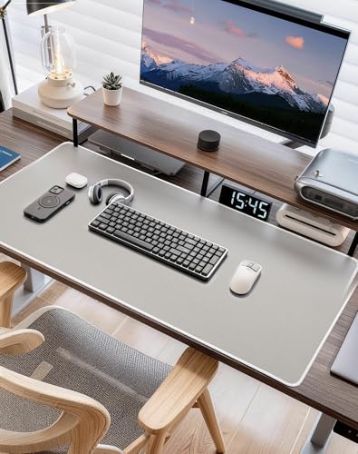 Reniteco Waterproof Large Gaming Mouse Pad with Durable Stitched Edges, Non-Slip Rubber Base, Grainy Jacquard Mouse Mat Desk Pad for Home Office Gaming, 27.6"x11.8"x0.12", Matte Beige - color: Matte Beige, size: 27.6''x11.8''x0.12"