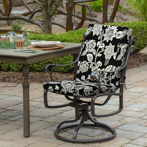 Arden Midback Outdoor Patio Chair Cushion, 18 x 16.5, Rain-Proof Seat Pad, Fade-Resistant Outdoor Cushion Ashland Black Jacobean - color: Ashland Black Jacobean