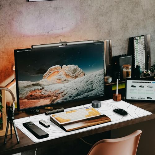 Large Mouse Pad, 31.5" x15.7" Large Mat with Superior Micro-Weave Cloth, Water Resist Keyboard Mousepad with Non-Slip Base, Laptop Pad for Office Home Gaming, White Black Lines - color: White Black Lines, size: 31.5" x 15.7"