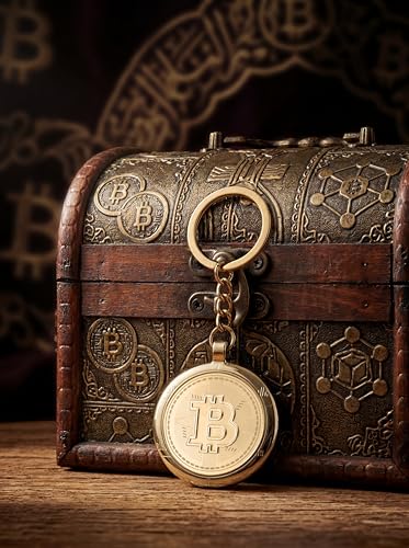 Bitcoin Keychain Key Chains Men Keychain Accessories Key Chain Rings (A-Gold, One Size)