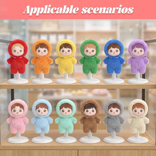 12pcs Adjustable Doll Stand Compatible with labubu, 4 to 6.8 Inch Dolls Plastic Stand Holder with Waist Clip, Figure Stands Stable Support for Mini Bears Collectible Photography Display