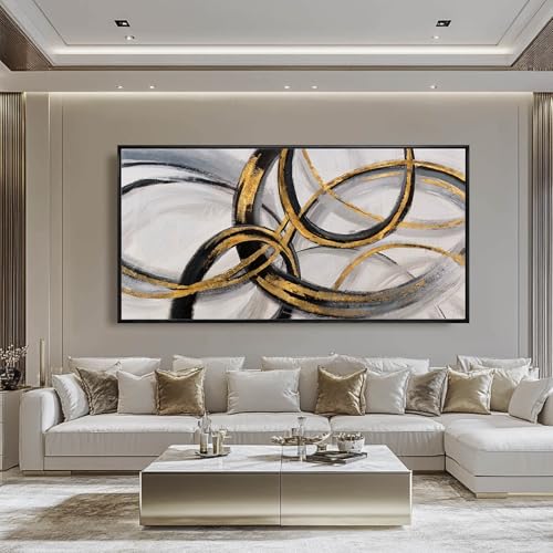 Large Framed Canvas Wall Art Gold Foil Prints Art Abstract Wall Pictures for Bedroom Dining Room Black Line Art 29"x 58" Gallery Wall Decor - color: Gold White, size: 29"x58"