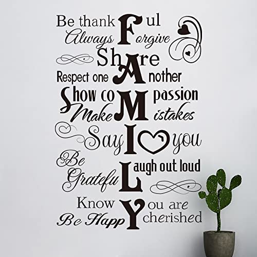 Runtoo Family Saying Wall Art Stickers Inspirational Quotes Wall Decals Living Room Bedroom Home Decor - color: Black Family Quotes