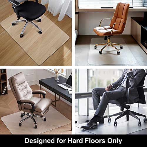 Kuyal Office Chair Mat for Hardwood Floor, 30'' x 48'' Rectangle Transparent Desk Thick Durable Chair Mat for Rolling Chairs, Easy Glide, Floor-Protector - size: 30"x48" for Hard floor