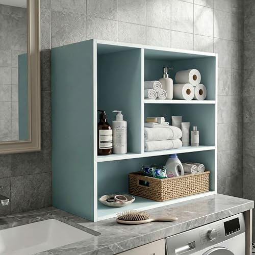 Homes: Inside + Out Apexa 4-Vertical Storage Organizer Shelves, Stackable Wood Bookcase for Organization, Dorm Teen Room Decor & Home Office, Light Blue - color: Light Blue, size: 4-vertical