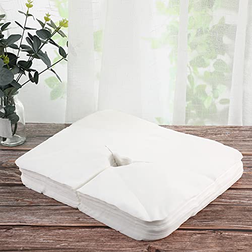 200 Pieces Disposable Face Cradle Covers Massage Headrest Covers for Massage Tables and Massage Chairs Beauty Spa Salon Bed, 11.8 x 15.7 Inches (White) - color: White