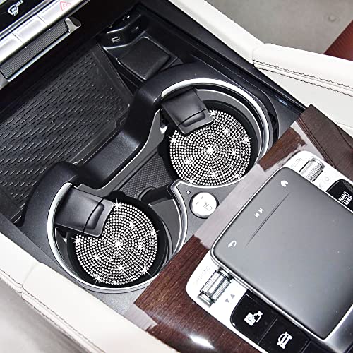 Amooca Car Cup Coaster Universal Non-Slip Cup Holders Bling Crystal Rhinestone Car Interior Accessories 4 Pack Black Whole Rhinestone - color: Black Whole Rhinestone, size: 4 Pack