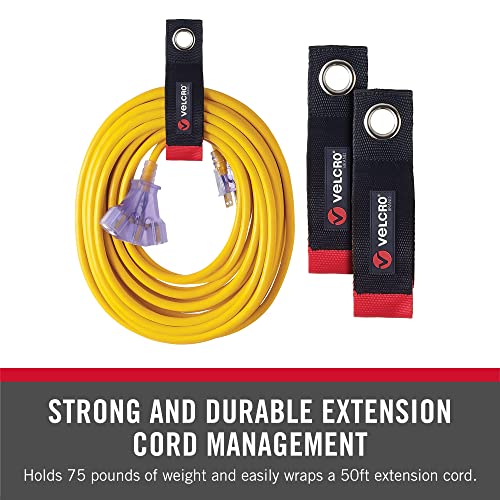 VELCRO Brand EASY HANG Extension Cord Organizer – Declutter Fast, Hang Smarter – Valentines Day Gift for Him – Heavy Duty 75 lb Hold, 2 Pack, Medium 14 in, Black Straps Fit 25–50 ft cords - size: MEDIUM – 2 Pack (14")