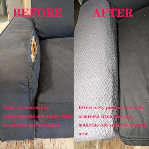 LINGXIYA Soft Stretch Armrest Covers,Set of 2 Polyester Fabric Armchair Slipcovers with Twist Pins,Machine Washable Furniture Couch Sofa Arm Chair Cover Protector for Chairs/Sofas/Recliner (Darkgrey) - color: Darkgrey
