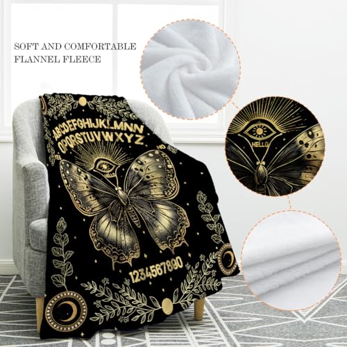 Jekeno Tarot Card Blanket Hippie Gifts for Women Men Boys Girls Dad Mom Husband Wife Boyfriend Friends Halloween Birthday Home Bedroom Living Room Decor Throw Blanket 50"x60" - color: Black Golden, size: 50"x60"