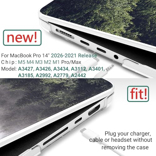 DONGKE Case for MacBook Pro 14 Inch (2026-2021 Release, M5 M4 M3 M2 M1 Pro/Max Chip), Plastic Slim Hard Shell Protective Cover with Keyboard Cover & Screen Protector, Forest - color: Forest