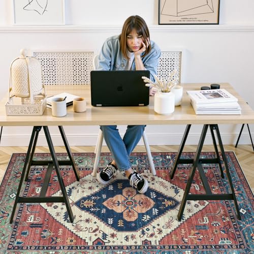 Anidaroel 5x7 Home Office Chair Mat for Hardwood Floor, Ant-Slip Computer Chair Mats for Rolling Chair, Office Floor Mat, Non Curling Chair Mats, Rust - color: Rust, size: 5'x7'