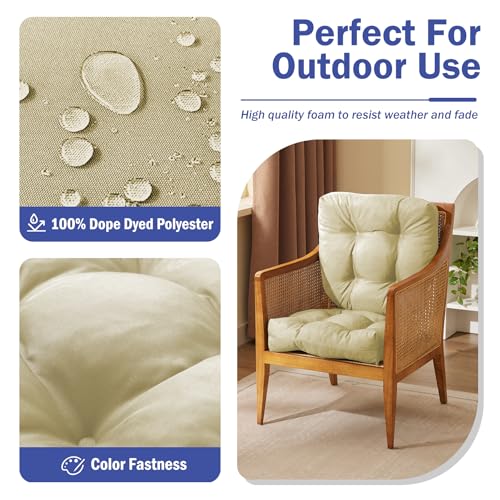 IPYNBAP Outdoor Chair Cushions Set of 2, Patio Chair Cushions with Ties, 17x17+4” Tufted Outdoor Seat Cushions, Waterproof Patio Furniture Cushions, Outdoor Dining Chair Pads, Beige - color: Beige, size: 17*17+4”/2pcs