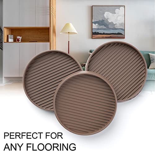 Furniture Coasters - 4 Pcs 4”Round Furniture Caster Cups - Non Slip Pads Hardwoods Floors Non Skid Furniture Grippers Rubber Furniture Feet - Anti Slide Floor Protector for Bed Couch Stoppers Brown - size: 4pcs 4" Round