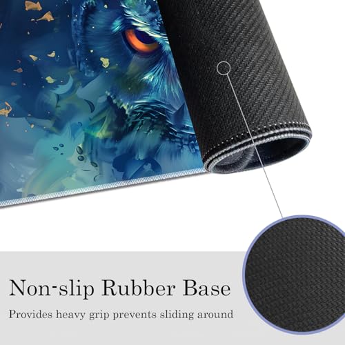 MTG Play Mat, 24" x 14" TCG Card Play Mat, Owl Theme, Surface with Smooth Stitched Edge, Includes Storage Bag - color: Owl