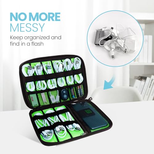 Lcsmaokin Electronics Travel Organizer,Portable Waterproof Electronic Travel Storage Bag for Small Charging Cord Storage,Charger,SD Card etc,for Travel,Business -Black Green - color: C-Black-green, size: Single Layer
