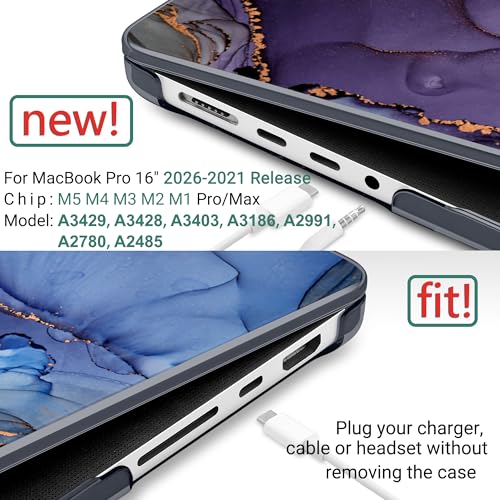 DONGKE Compatible with MacBook Pro 16 Inch Case (2026-2021 Release, M5 M4 M3 M2 M1 Pro/Max Chip), Plastic Hard Shell Cover with Keyboard Cover & Screen Protector for MacBook Pro 16", Abstract Marble - color: Abstract Marble X570