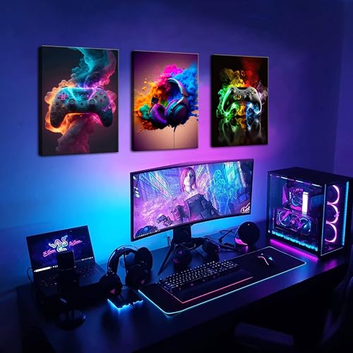 MUWAK Gamer Room Decor Canvas Wall Art for Teen Boys Room - Cool Video Gaming Theme Wall Decor Set of 3 - Game Paintings Picture Print for Youth Boys Bedroom 12x16 inch - color: Inkjet games, size: Canvas 12x16 inch