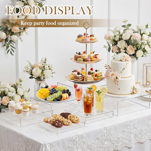 Geelin 6 Pack Acrylic Risers for Display Acrylic Cube Boxes Risers Display Stands with Hollow Bottoms Decorative Stand for Jewelry Candy Table Decor 6 Sizes(Clear,10 to 15 Inch,Square) - color: Clear, size: 10 to 15 Inch, style: Square