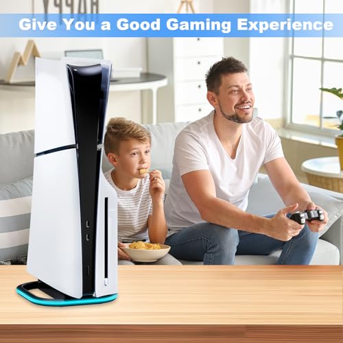 HONCAM Vertical Stand for PS5/PS5 Slim/PlayStation 5 Pro Consoles, PlayStation 5 Vertical Holder with 7 RGB Lights and a Screw, Black - color: Black