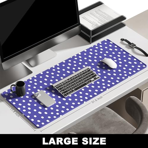 BOSOBO Large Desk Mat, XXL Extended Gaming Mat, Office & Home, Long Keyboard Mat, Huge Desktop Full Cover 31.5 x 11.8 Inches, Minimalist Purple Polka Dots - color: Minimalist Purple Polka Dots, size: XL - 31.5 x 11.8 Inches