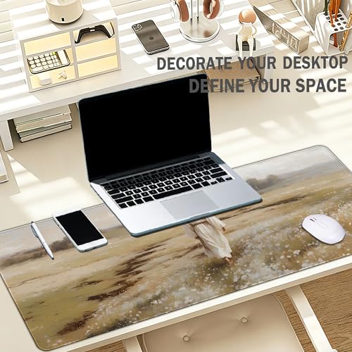 Christian Mouse Pad Jesus and Flroal Desk Mat Religious Large Computer Mouse Pad for Desk, Jesus XL Long Aesthetic Desktop Mats for Office Christian Gifts for Women 31.5x11.8 - color: Christian Jesus and Flroal, size: 31.5L x 11.8W inches