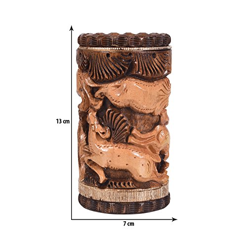Craft Trade Hand Carved Wood Pen Holder for Desk Organizer for Home School Office Supplies Pencil Cup Pot Storage Box Suitable for Stationery - Wooden - color: Carved Elephant