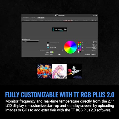 Thermaltake Tower 300/600 Series LCD Panel Kit; 3.9" LCD Display; Supported by Tt RGB Plus 2.0 Software; AC-073-OO1NAN-A1; 3 Year Warranty - color: Black, size: Tower 300 LCD Panel, style: Tower 300