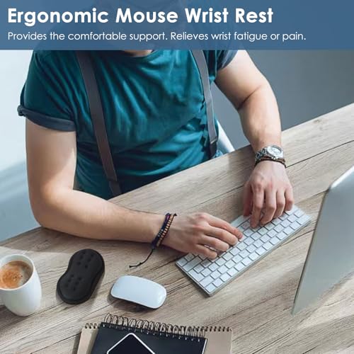 VANKEY Mouse Wrist Rest, Desk Wrist Pad for Mouse, Comfortable Computer Mouse Wrist Support, Ergonomic Wrist Rest with Memory Foam Fillings, Non-Slip Base (Black) - color: Black