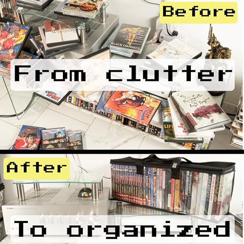 Made Easy Kit Clear View Media Storage Bag for DVDs, VHS & Video Game Cases- Protect Your Collection & Preserve The Quality of Your Cases - Stackable, Space-Saving, Fits 40 (Black DVD, 6-Pack) - color: Black DVD, size: 6-Pack