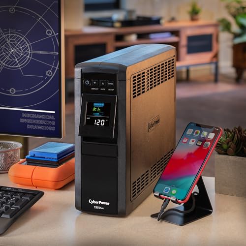 CyberPower CP1350PFCLCD PFC Sinewave UPS Battery Backup and Surge Protector, 1350VA/880W, 12 Outlets, AVR, Mini-Tower, UL Certified - size: 1350VA, style: Mini-Tower