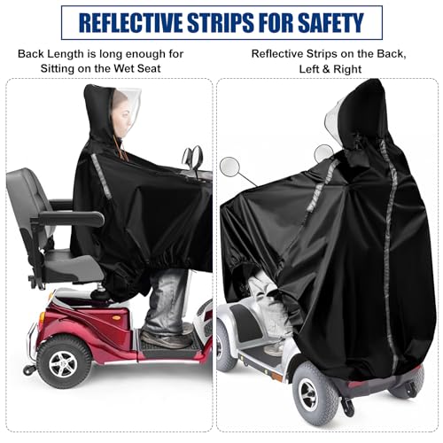 Mobility Scooter Rain Cover, 420D Oxford & EVA Fabric Electric Vehicle Rain Covers, Mobility Scooter Cover Waterproof Outdoor Wheelchair Poncho, Rain Poncho Cycling Jacket Suit