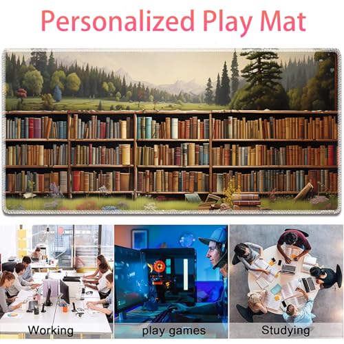 Large Gaming Mouse Pad + Mouse Wrist Rest Pad + Coaster Combination, 31.5 "x 11.8" Durable Non-Slip Extension Table Mat, Suitable for Office and Home, Books - color: Books
