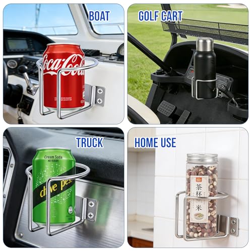 4 pcs Boat Cup Holder,Stainless Steel Universal Drink Holders,Suitable for Boat,Truck,RV,Tractor,Outdoor Wooden Swing. (Silver) - color: Silver